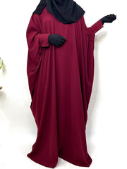 Maroon Kaftan Abaya With Cuff Buttons
