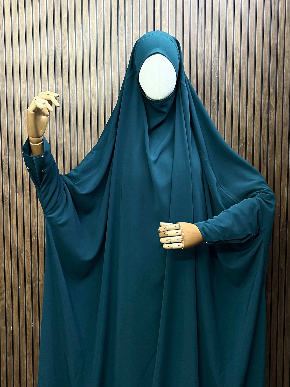 Teal Jilbab With Plain Sleeves
