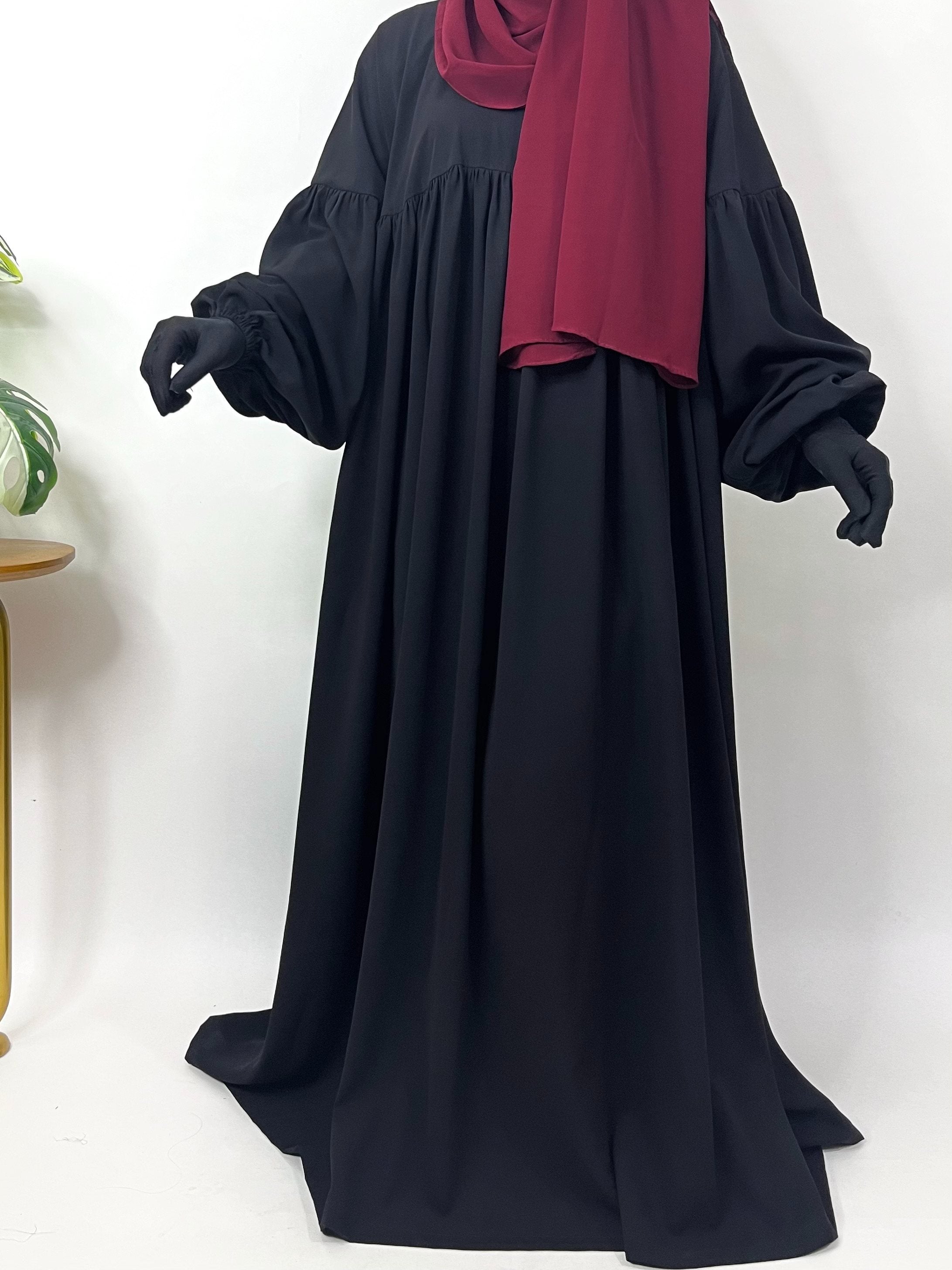 Frills Abaya With Pleated Sleeves