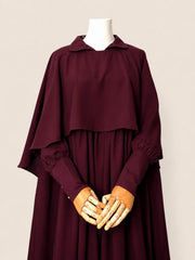 Maroon Nursing Abaya With Cape