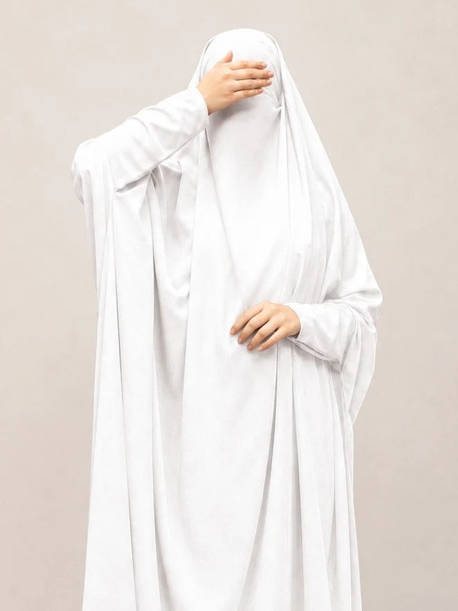 White Jilbab With Plain Sleeves