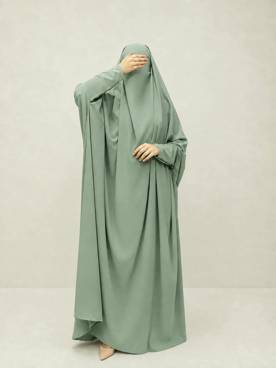 Emerald Jilbab With Plain Sleeves