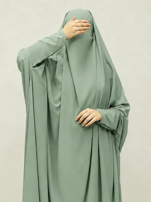 Emerald Jilbab With Plain Sleeves