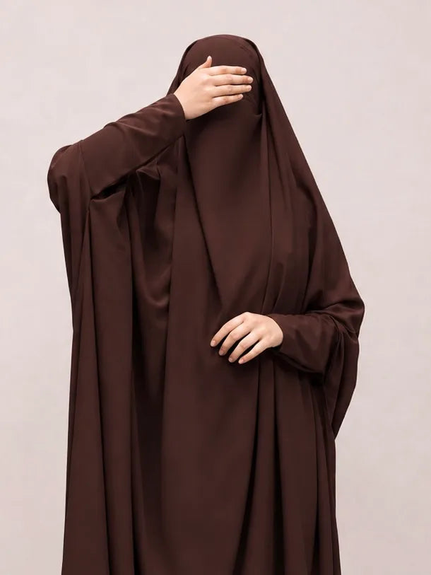 Brown Jilbab With Plain Sleeves
