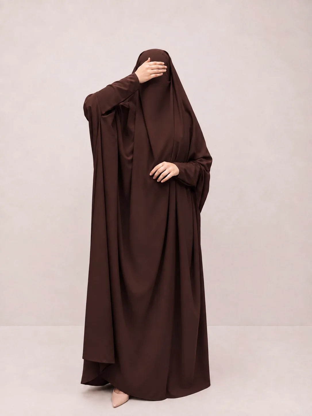 Brown Jilbab With Plain Sleeves