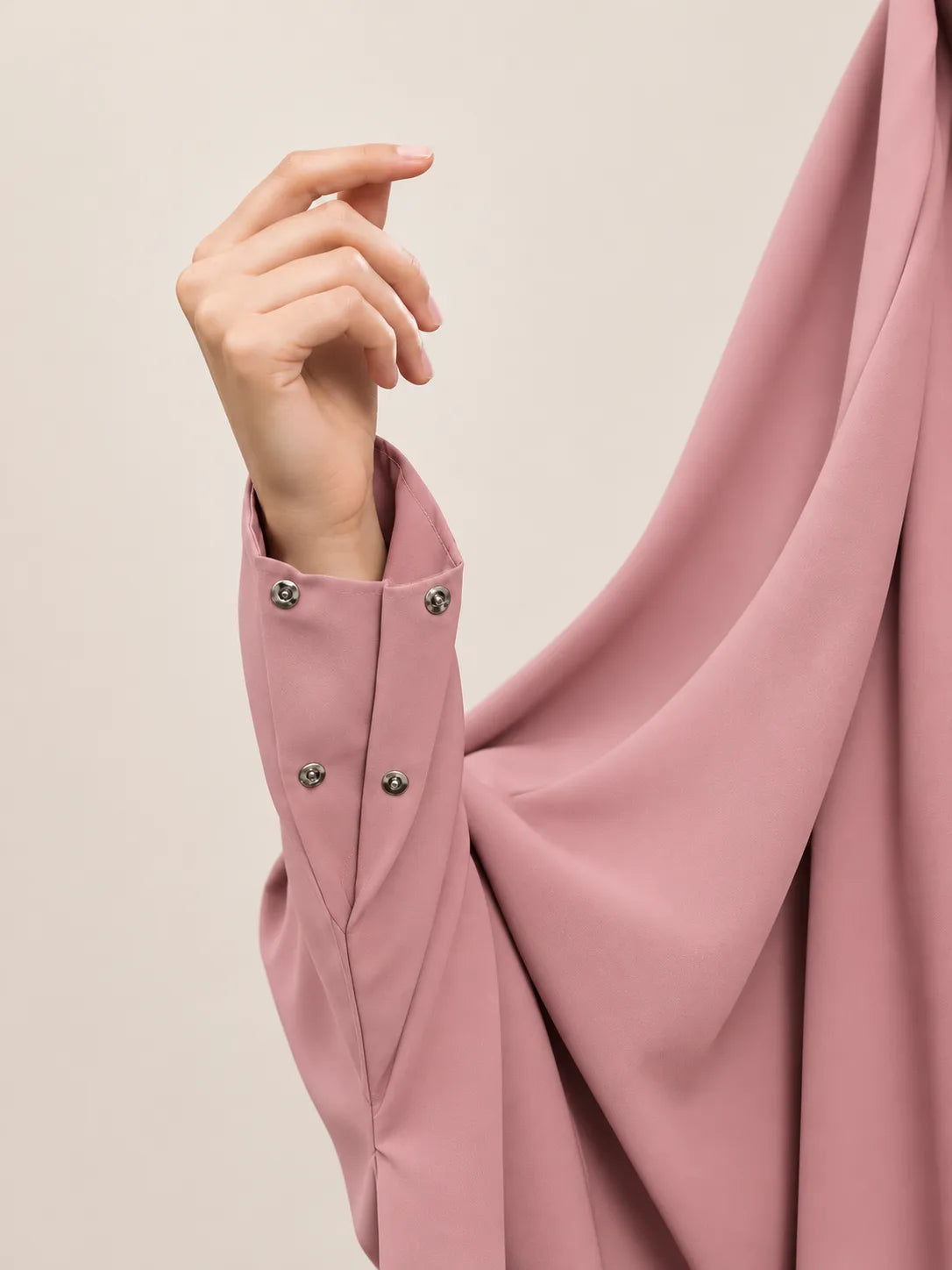 Pastel Pink Jilbab With Plain Sleeves