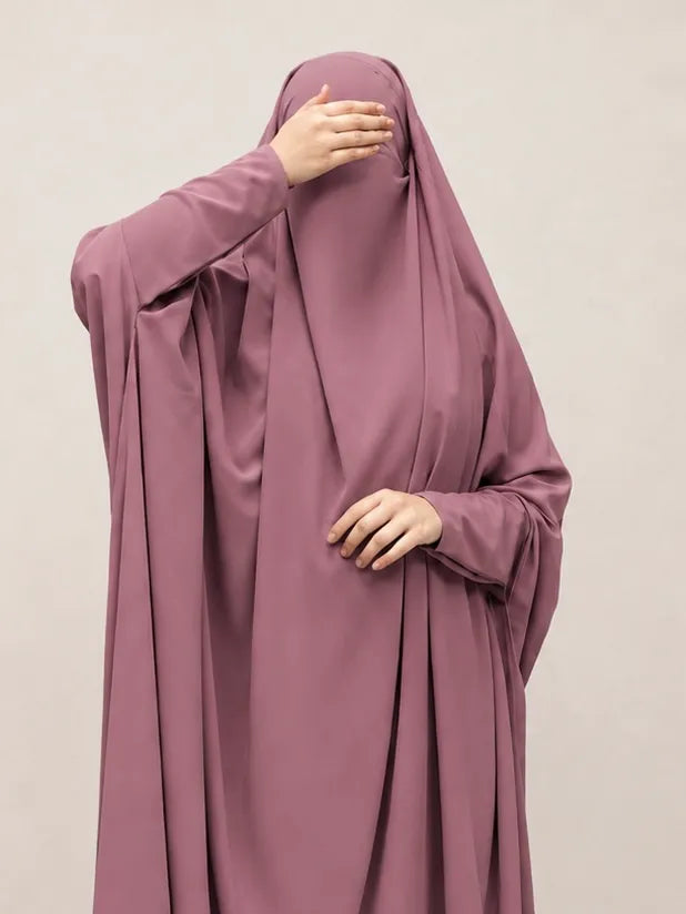 Dusty Mauve Jilbab With Plain Sleeves
