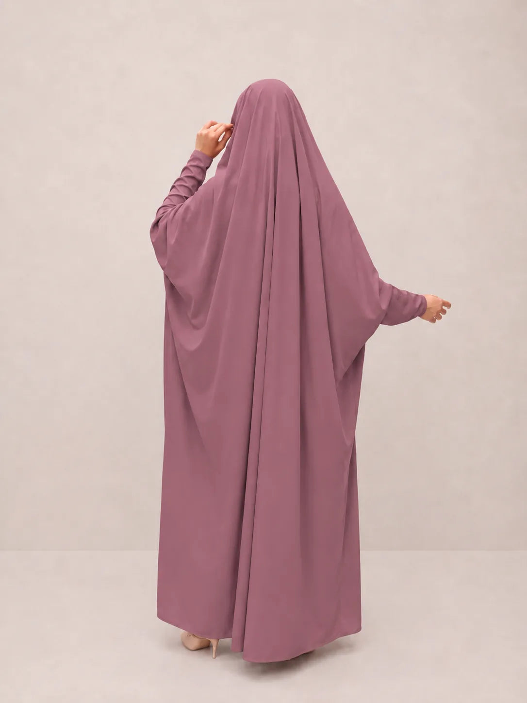 Dusty Mauve Jilbab With Plain Sleeves