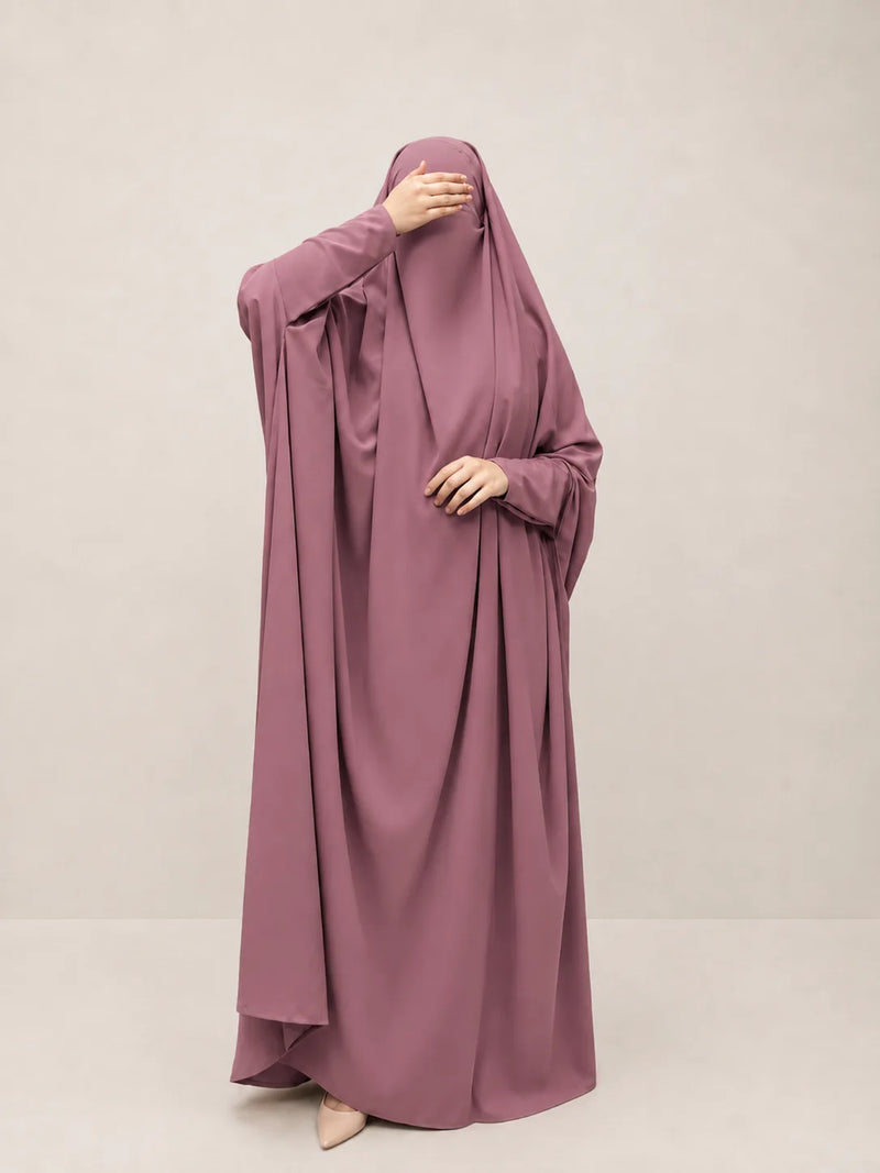 Dusty Mauve Jilbab With Plain Sleeves