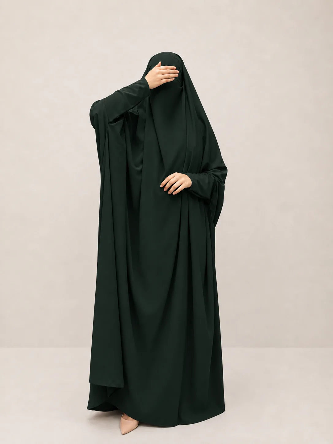 Hunter Green Jilbab With Plain Sleeves