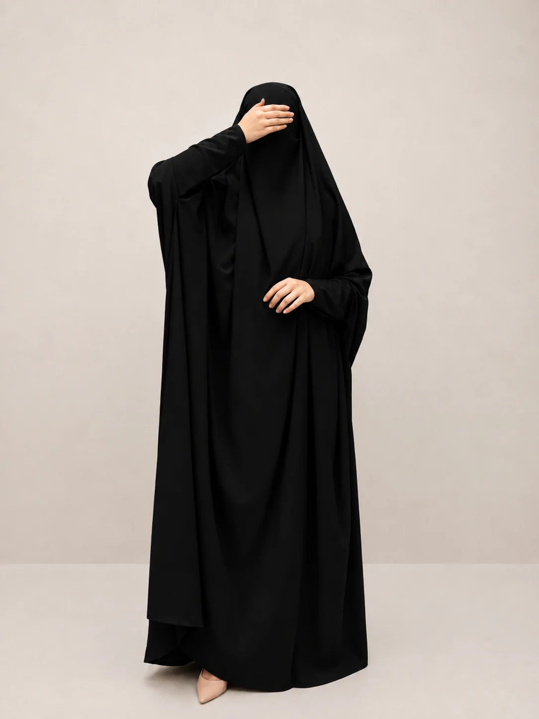 Black Jilbab With Plain Sleeves