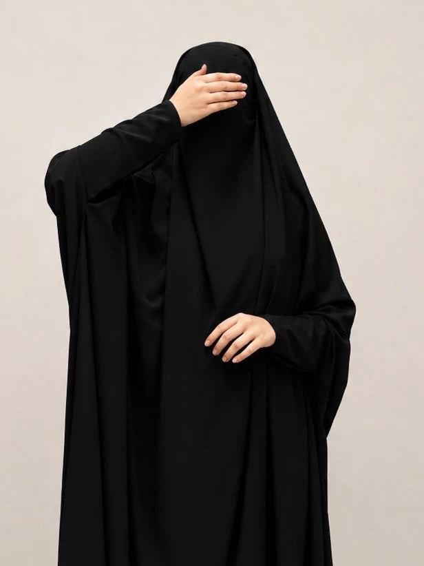 Black Jilbab With Plain Sleeves