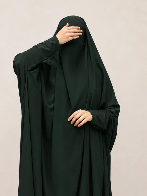 Hunter Green Jilbab With Plain Sleeves