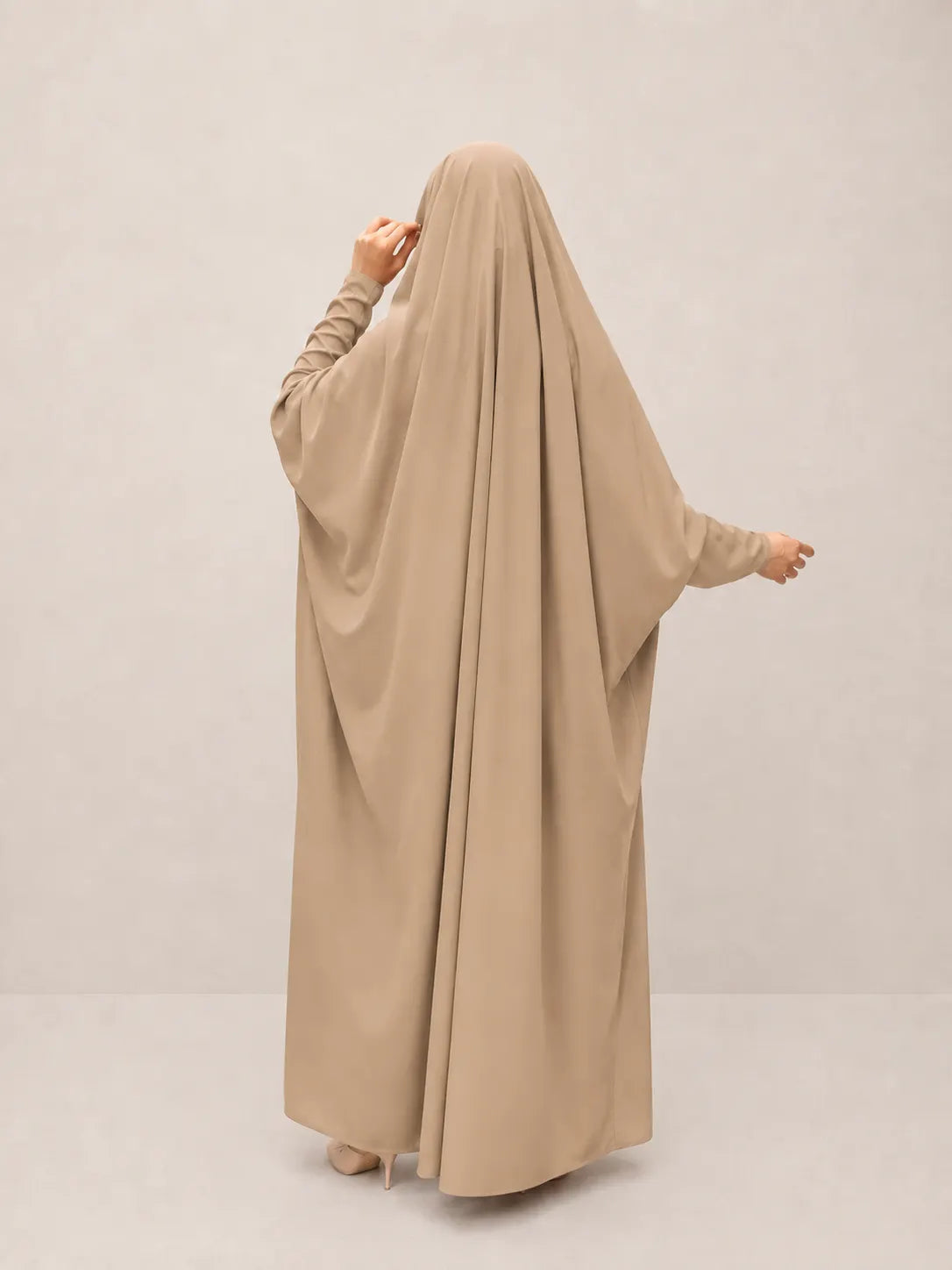 Beige Jilbab With Plain Sleeves