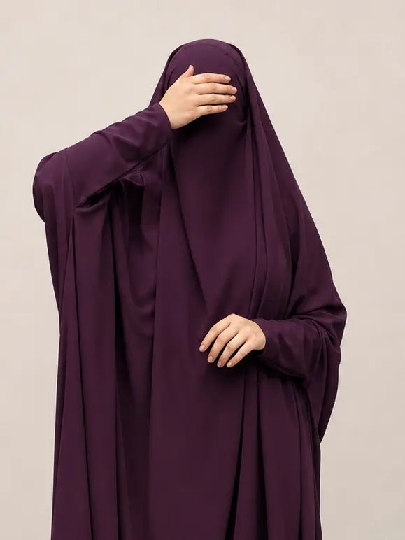 Plum Jilbab With Plain Sleeves