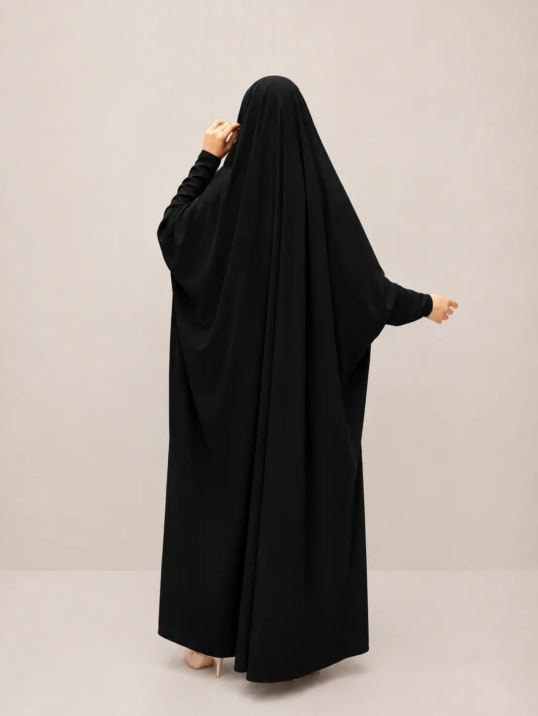 Black Jilbab With Plain Sleeves