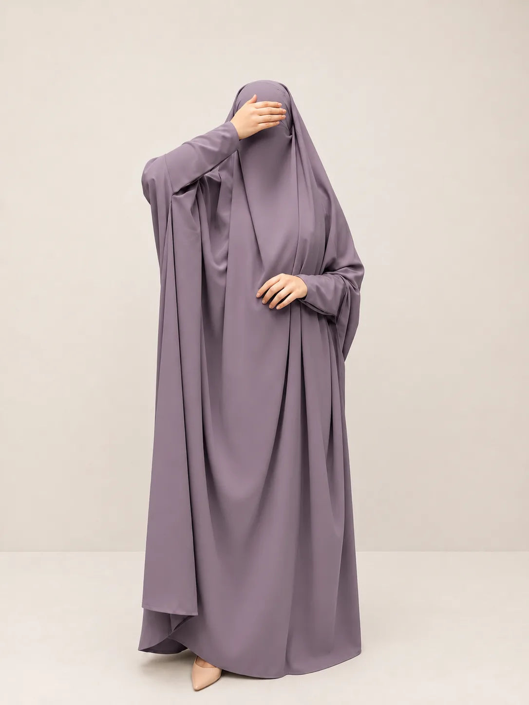 Lavender Jilbab With Plain Sleeves