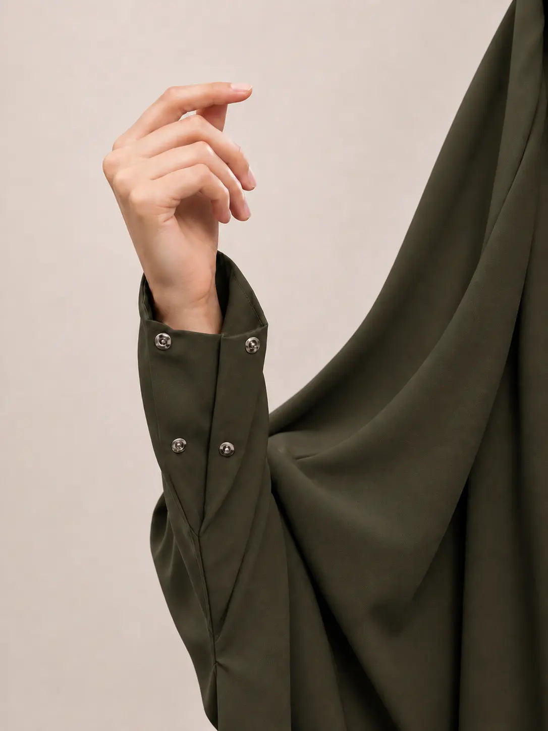 Olive Jilbab With Plain Sleeves