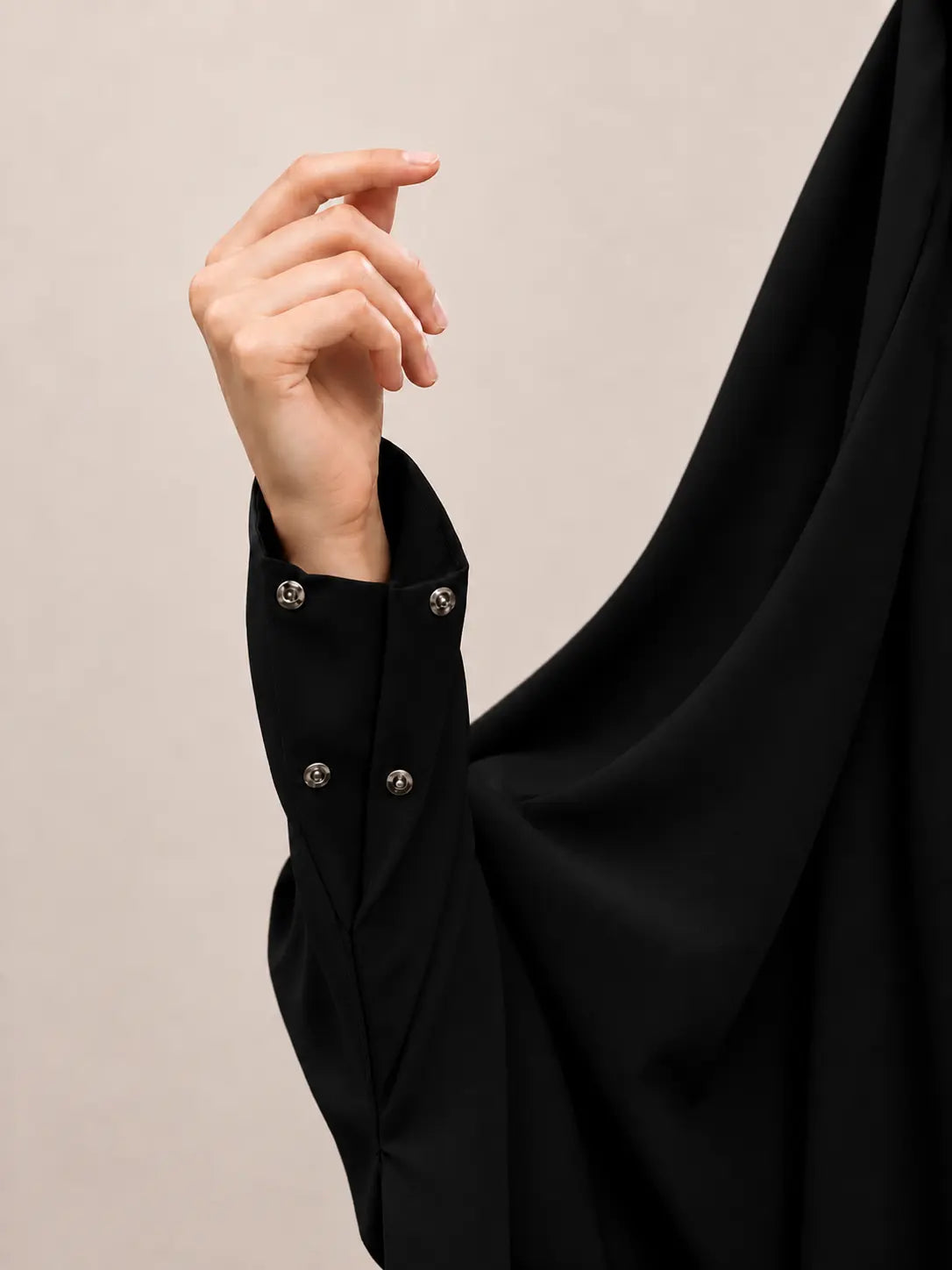 Black Jilbab With Plain Sleeves