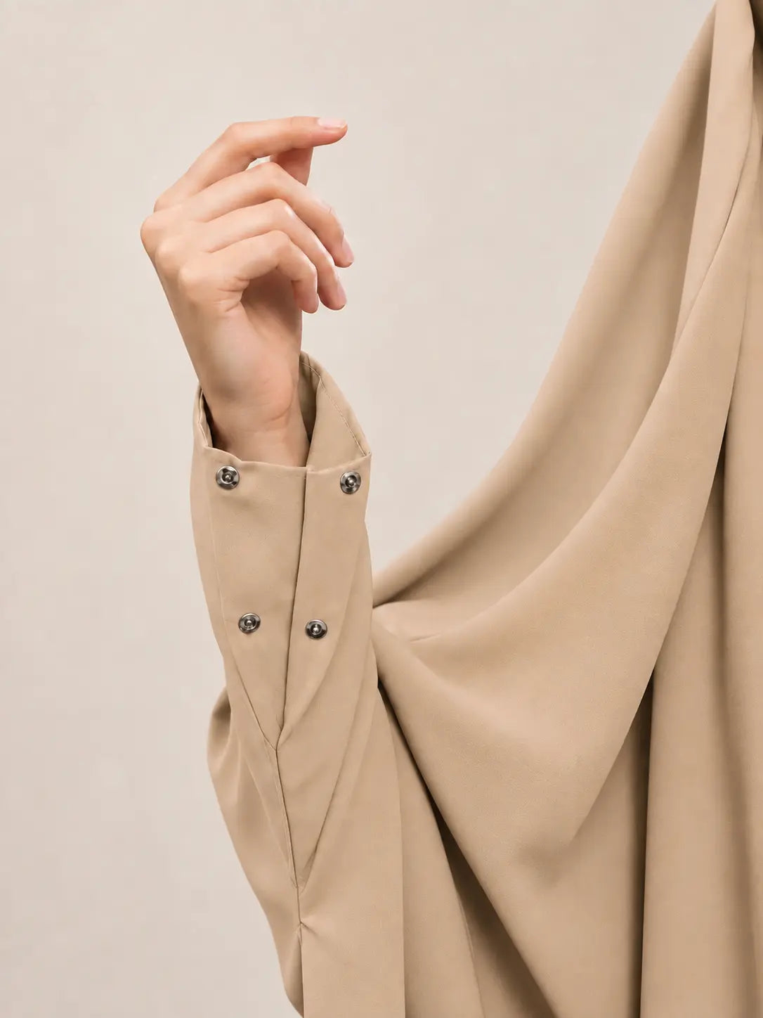 Beige Jilbab With Plain Sleeves