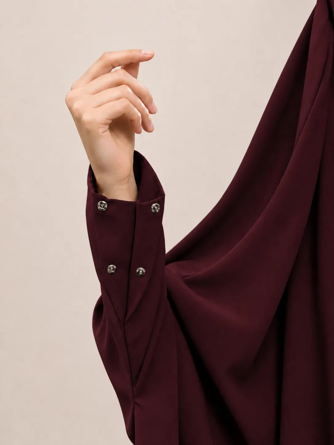Maroon Jilbab With Plain Sleeves