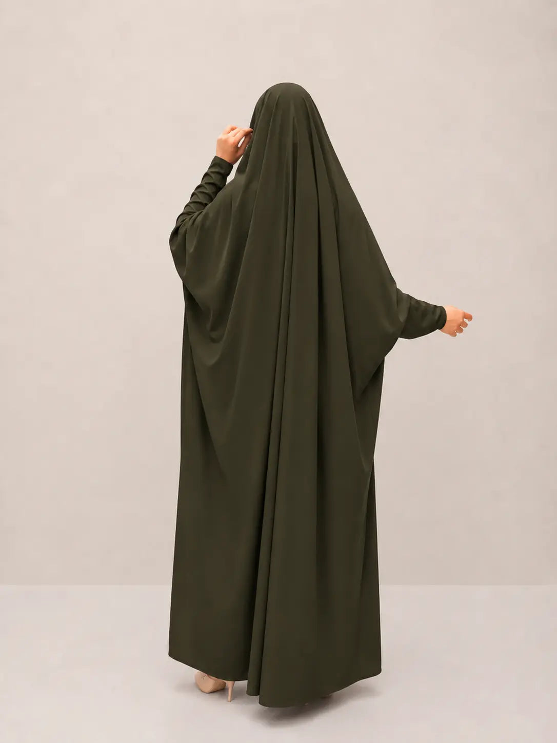 Olive Jilbab With Plain Sleeves