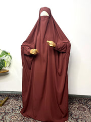 Pecan Jilbab With Plain Sleeves