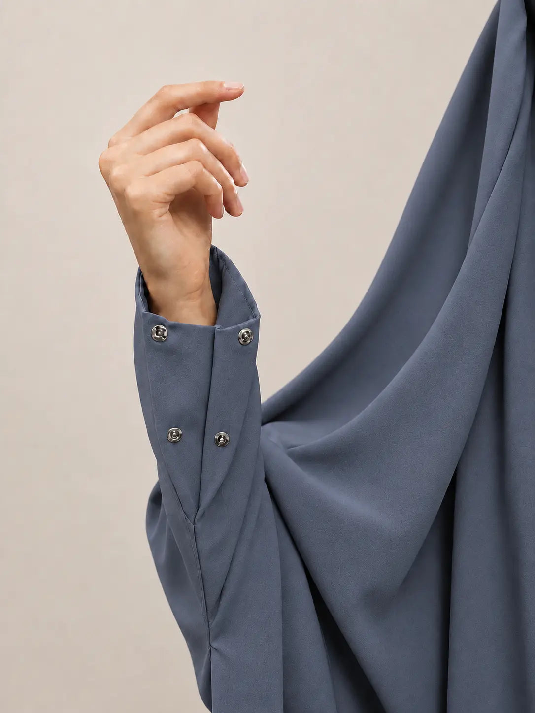 Grey Jilbab With Plain Sleeves