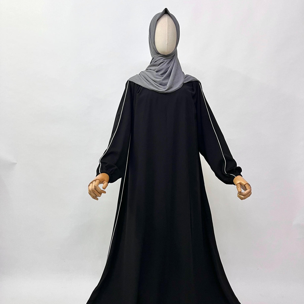 Black Abaya With Piping