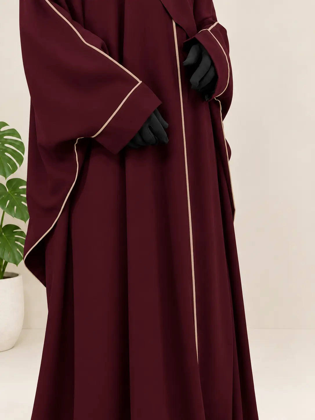 Kaftan Abaya With Contrast Piping