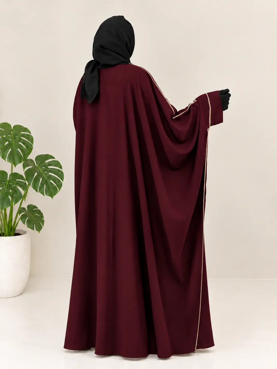 Kaftan Abaya With Contrast Piping