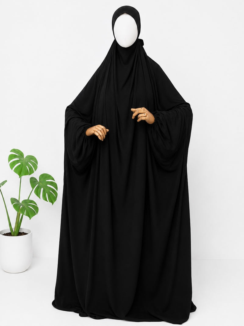 Black Solid Prayer Jilbab