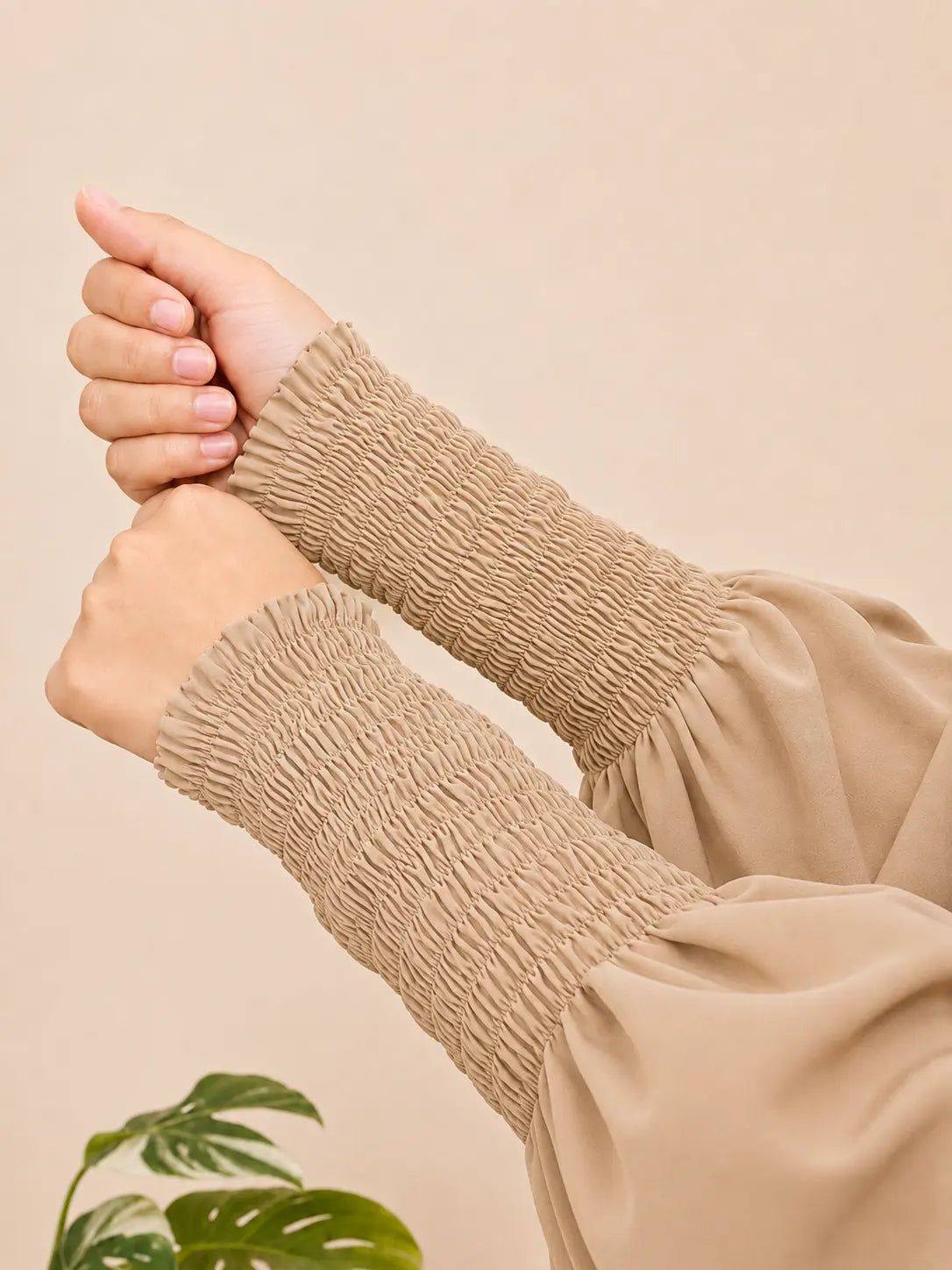Beige Two Pc Jilbab With Skirt