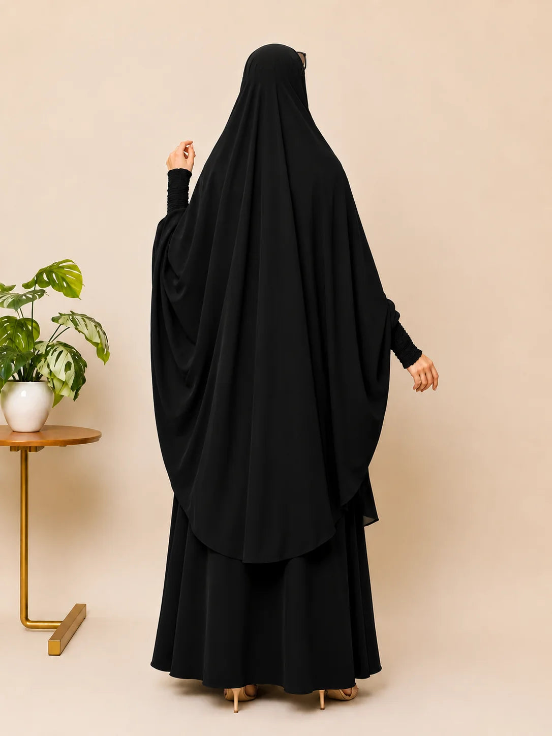 Black Two Pc Jilbab With Skirt