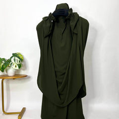 Olive Two Pc Jilbab With Flower Sleeves