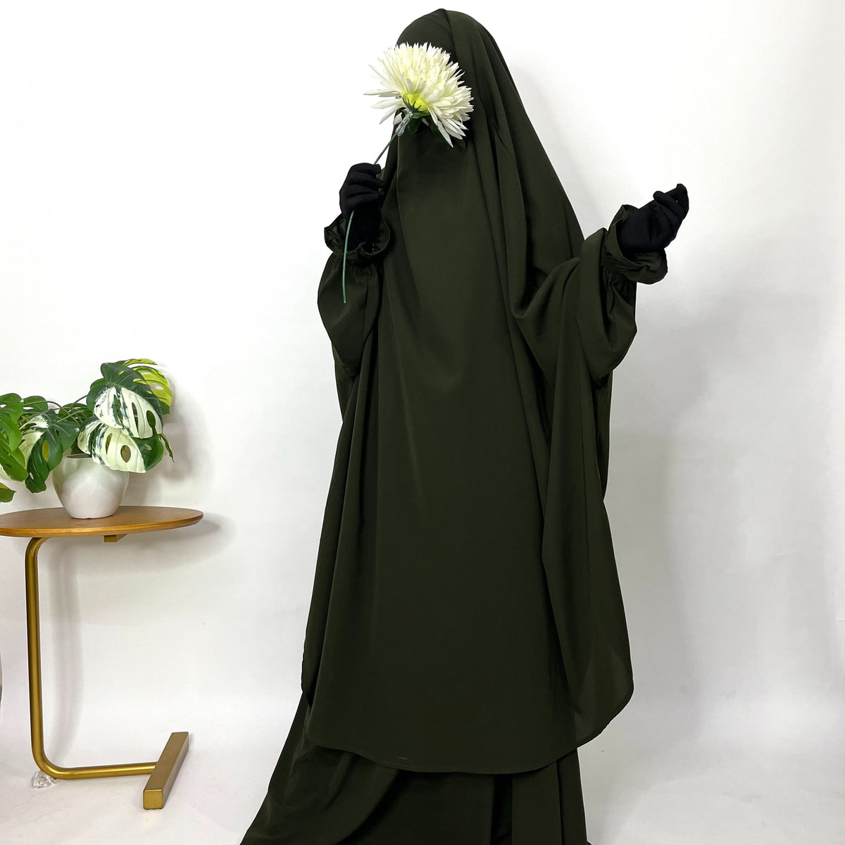 Two Pc Jilbab With Flower Sleeves