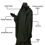 Two Pc Jilbab With Flower Sleeves