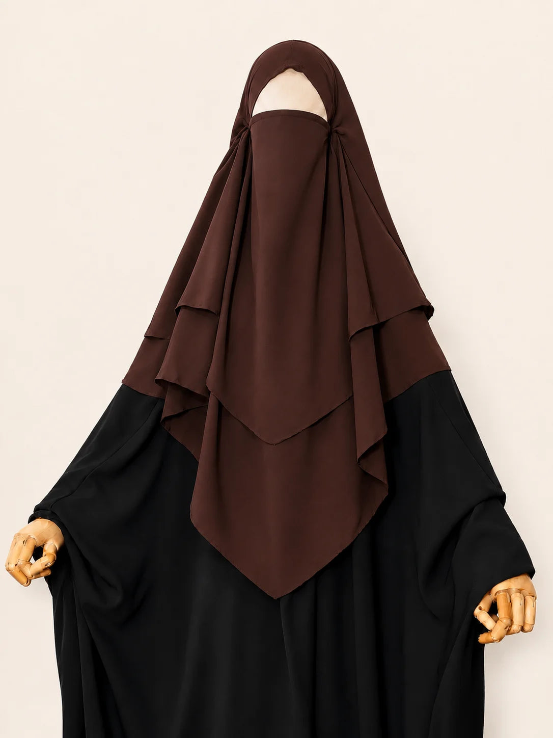 Brown Two Layers Diamond Khimar