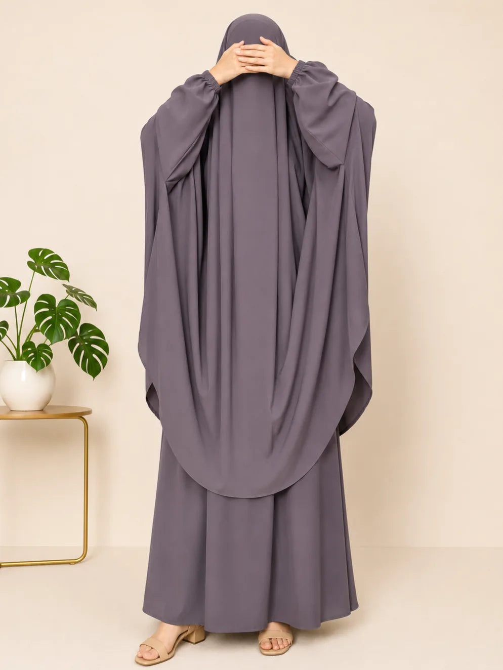 Lavender Two Pc Jilbab With Skirt