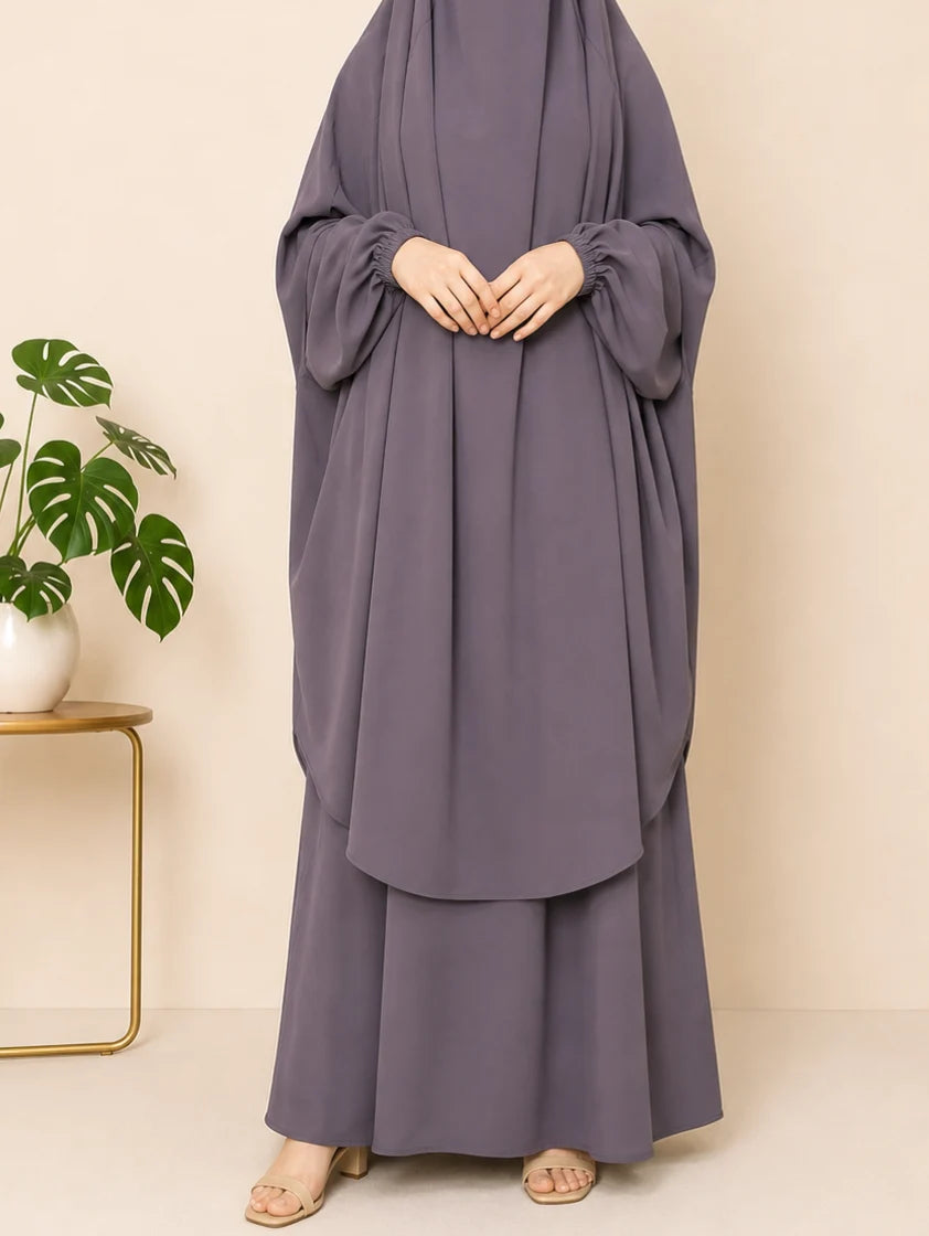 Lavender Two Pc Jilbab With Skirt