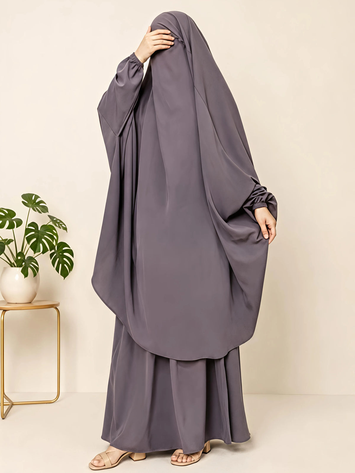Lavender Two Pc Jilbab With Skirt