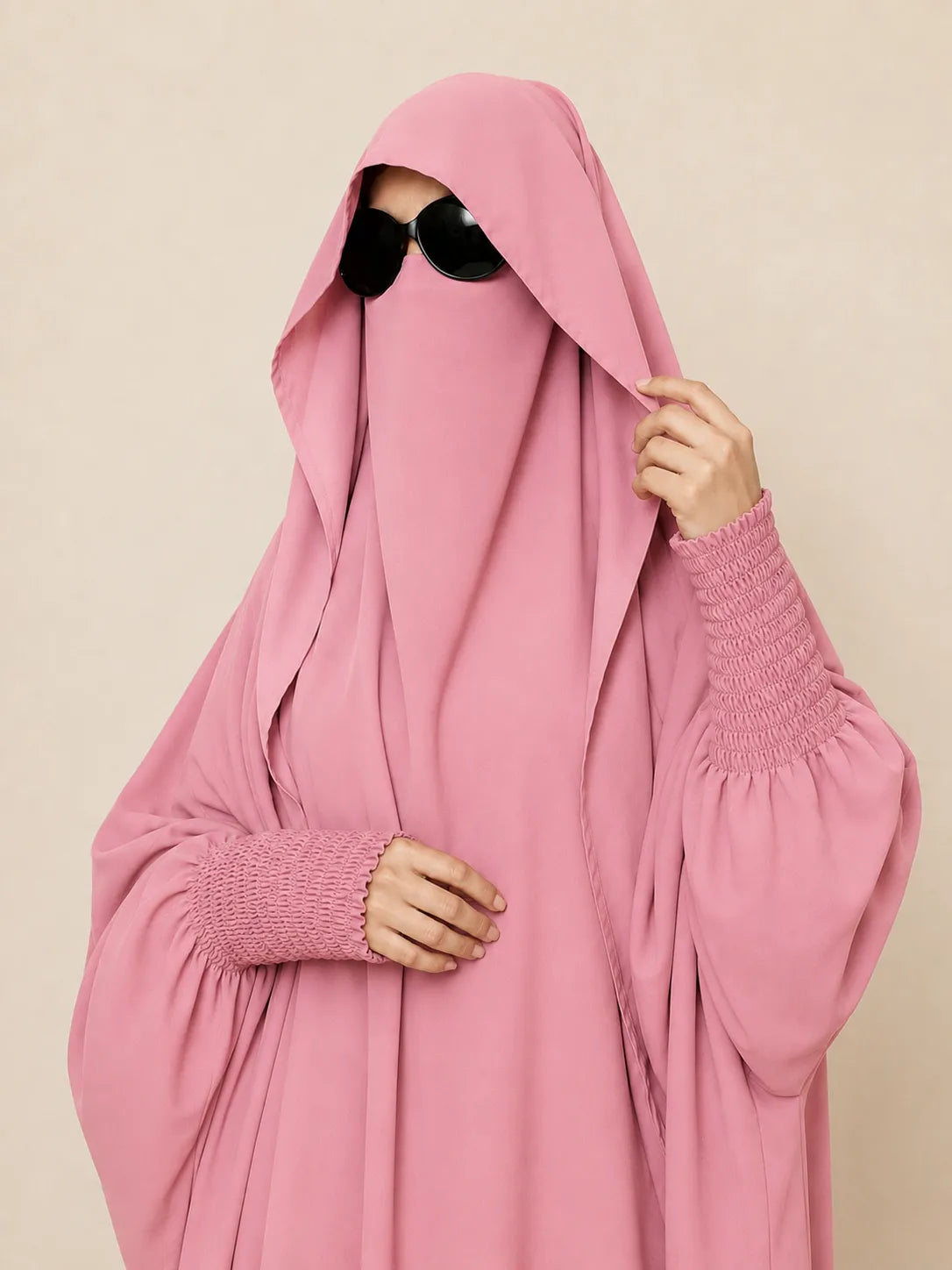 Pink Two Pc Jilbab With Skirt