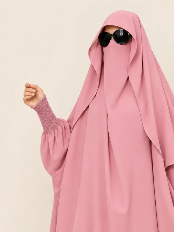 Pink Two Pc Jilbab With Skirt