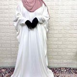 White Kaftan Abaya With Zip Sleeves