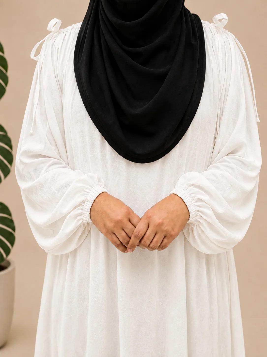 White IQRA String Abaya