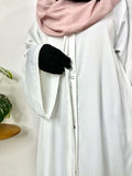 White Front Open TikTok Abaya