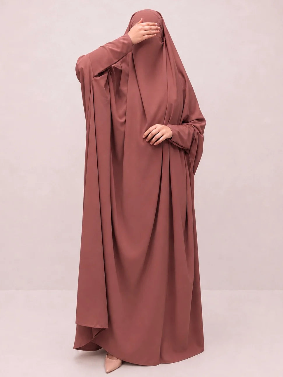 Pecan Jilbab With Plain Sleeves