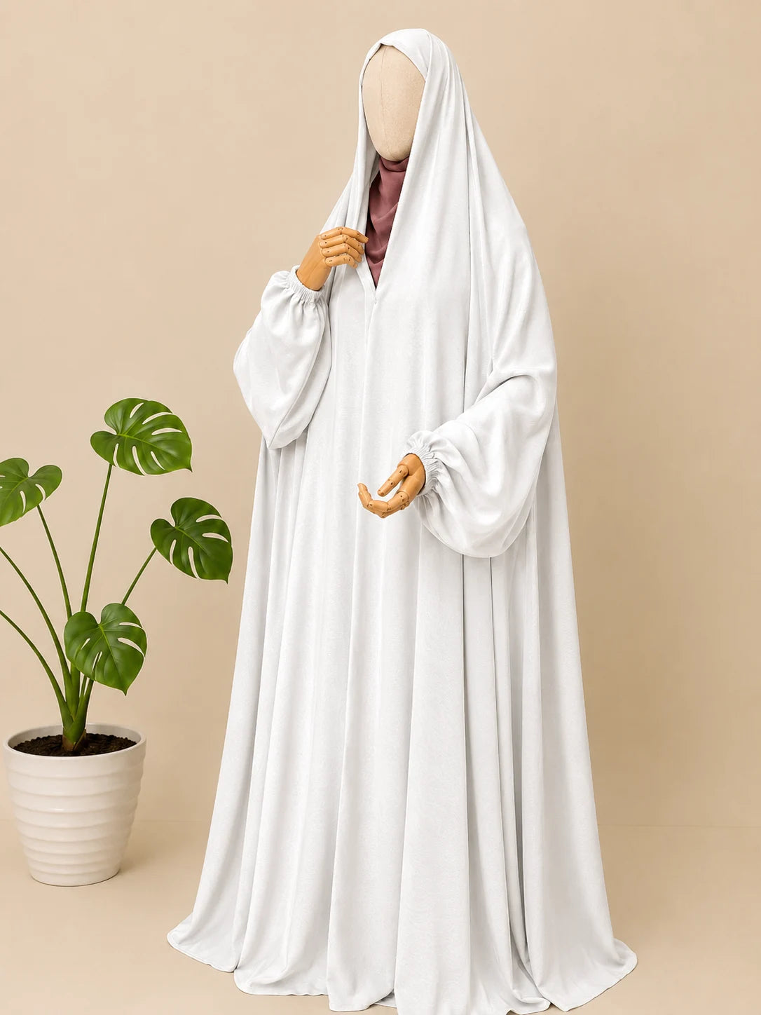 White Irani Chadar With Sleeves