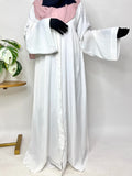 White Front Open TikTok Abaya