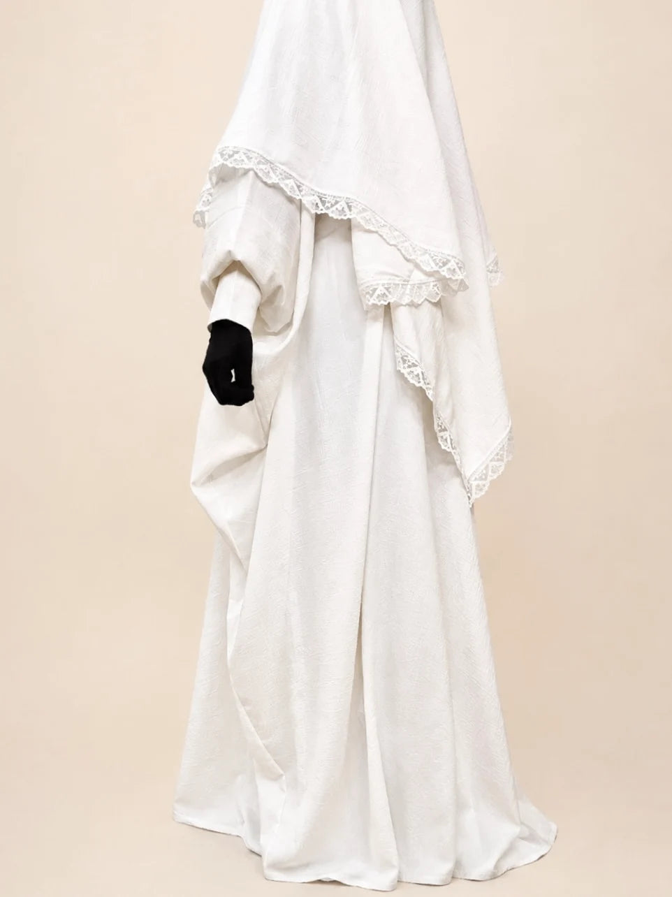 White Kaftan Abaya Khimar Set